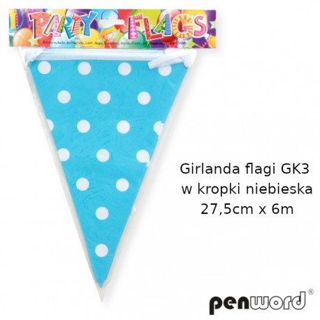 GIRLANDA FLAGI GK3 W KROPKI NIEBIESKA 27,5cmx6m