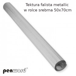 TEKTURA FAL.METALLIC W ROLCE SREBRNA 50x70cm