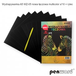 WYDRAPYWANKA A5 WZ-05 NOWA TĘCZOWA MULTICOLOR a'10 + rylec