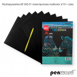 WYDRAPYWANKA A5 WZ-01 NOWA TĘCZOWA MULTICOLOR a'10 + rylec
