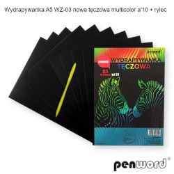 WYDRAPYWANKA A5 WZ-03 NOWA TĘCZOWA MULTICOLOR a'10 + rylec