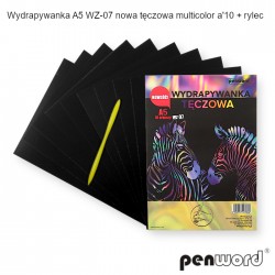 WYDRAPYWANKA A5 WZ-07 NOWA TĘCZOWA MULTICOLOR a'10 + rylec