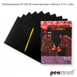 WYDRAPYWANKA A5 WZ-06 NOWA TĘCZOWA MULTICOLOR a'10 + rylec