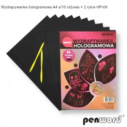 WYDRAPYWANKA HOLOGRAMOWA A4 a'10 RÓŻOWA + 2 rylce HP-09